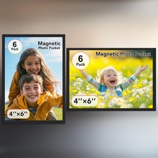 KKJCXY Magnetic Picture Frames 4x6, Black, 6 Pack for Refrigerator 4X6, black