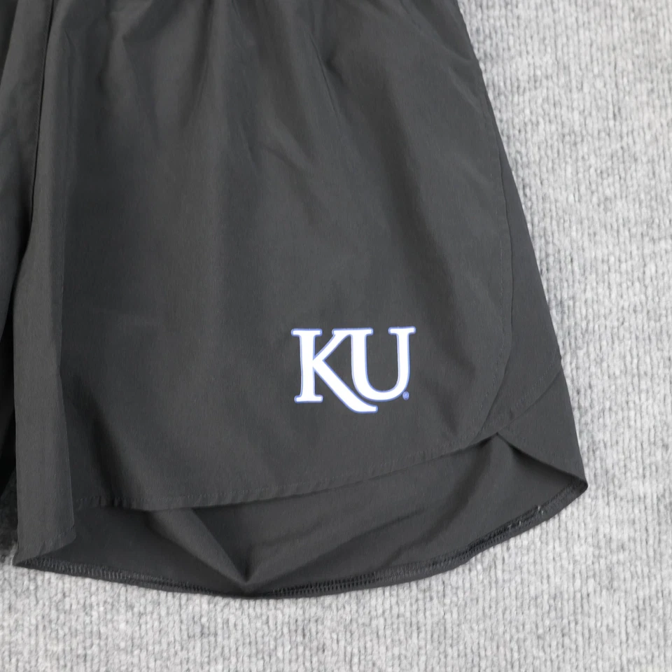 Kansas Jayhawks KU Shorts Black Running Split Track NCAA Adidas Training Gym - Image 3 of 4