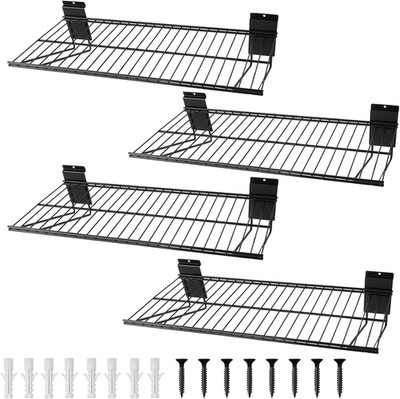 Heavy Duty 24'' Slat Wall Wire Shelves - 4 Pack Garage Storage Solution