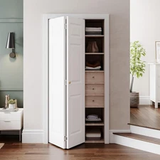 SMARTSTANDARD 36" x 80" Paintable Bifold Door, 3-Panels Closet Doors 