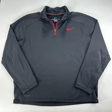 Nike Therma-FIT Pullover Quarter Zip Fleece Black Red XXL Mens Athletic Sweater 