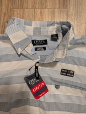 Mens Chaps Performance Large Button Up Blue White Long Sleeve Dress New With Tag