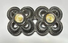 Douglas Paquette 2 Pc Two-Tone Buckle 3-3/8”x 1-3/4” Takes Up To 1-1/4”Strap EUC