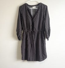 Loft Women's Cinch Waist Geometric Print Dress Gray Size Small