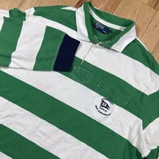 VTG Polo Ralph Lauren Rugby Shirt Mens XL Yacht Club Green Stripe NYC-67