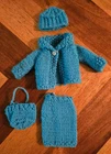 VINTAGE BARBIE DOLL KNIT OUTFIT JACKET SKIRT HAT PURSE WITH SNAPS OOAK