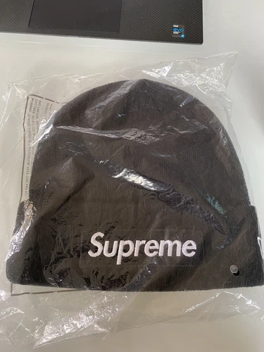 Bonnet Supreme x New Era Box Logo FW18 noir couvre chef neuf dans sac tricoté