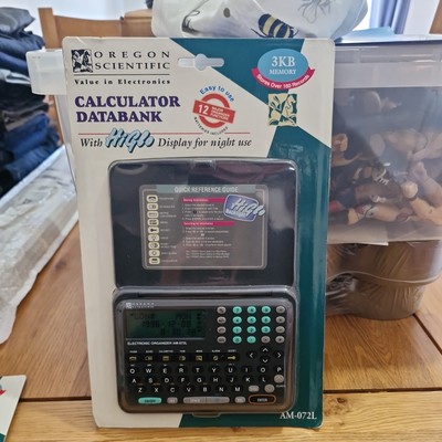 Oregon wissenschaftlicher Taschenrechner Datenbank AM-072LHi-Glo Display Vintage neu versiegelt