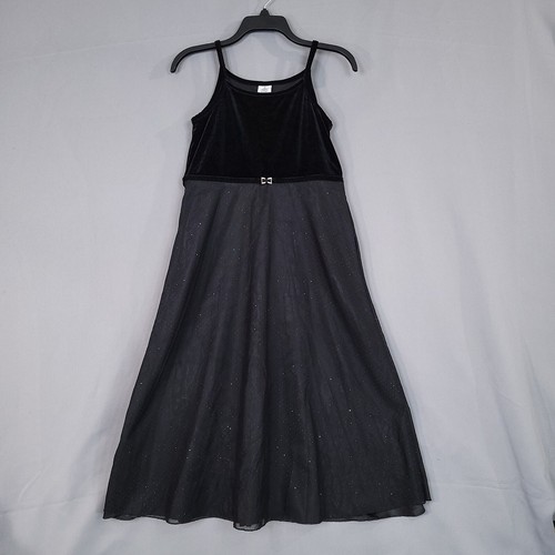 Youth Teen Girls Fit & Flare Dress Spaghetti Strap Sleeveless Black Size 14
