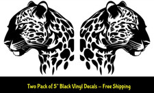 Jaguar Two Pack 5" Black Mirrored Vinyl Decals Car Truck Camper Door Bumper