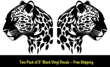 Jaguar Two Pack 5" Black Mirrored Vinyl Decals Car Truck Camper Door Bumper