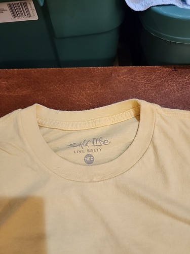 Salt Life 'WAHOO BREW' Men's MEDIUM L/S Yellow Graphic Pocket T-Shirt EUC. SB4 - Picture 5 of 11