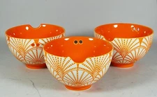 Orange Textured Fuji Noodle, Ramen Bowls Set of 3