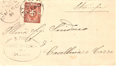 UMBERTO I: SAVOY COAT OF ARMS, PRINTED WITH CENT. 2