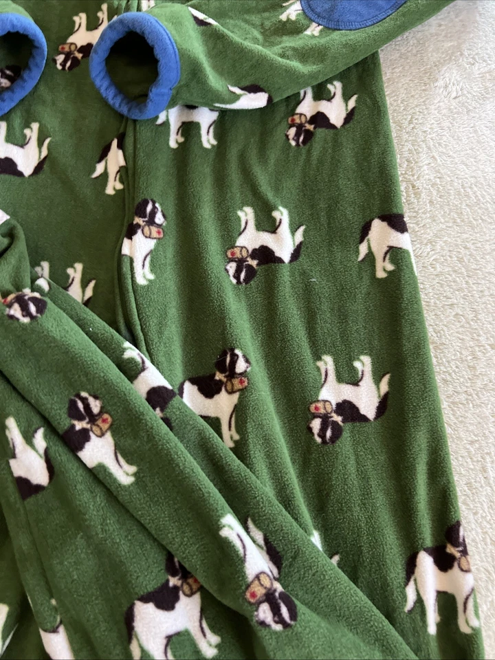 Pijama Lands End Boys verde St Bernard Dogs azul codos polar manga larga 12 Foto 4 de 4