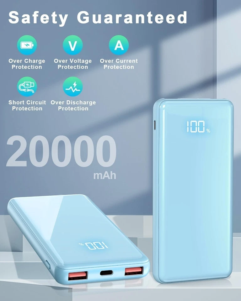 Powerbank 20000mAh Schnellladung Power Bank Tragbar USB C Akku Ladegerät B669 - Bild 3 von 4