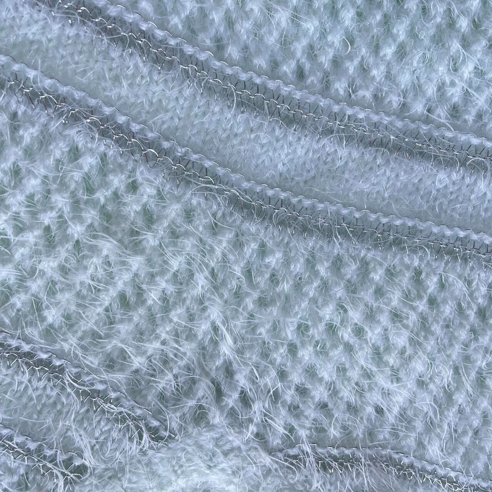 Vintage Y2K Bebe Eyelash Knit Fuzzy Mint Green Silver Open Knit Sweater Size M - Image 3 of 4