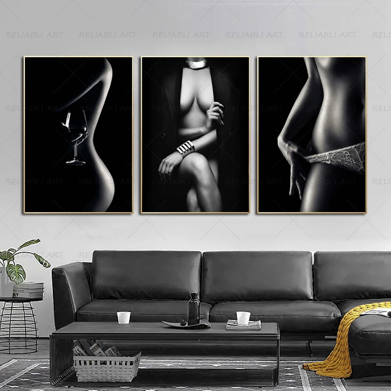 Sexy Woman Black and White Poster Print Wall Art Canvas Painting Home Decor