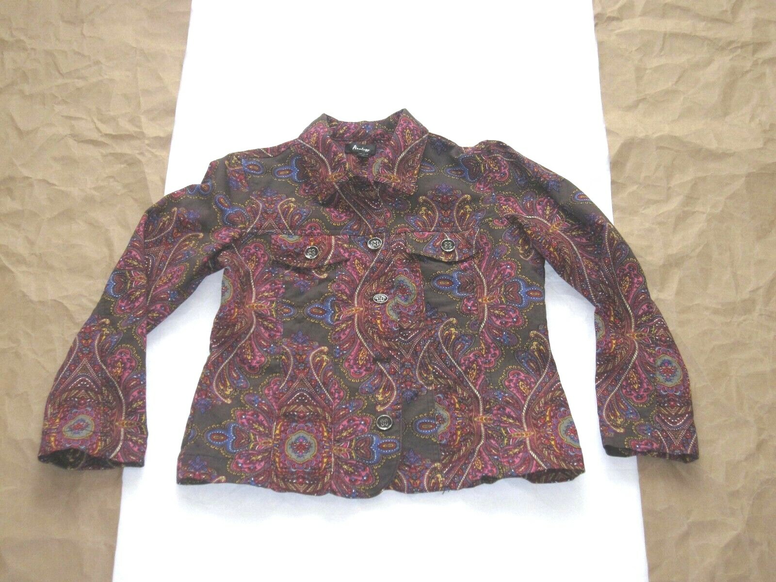 Women's Paisley Pattern Front Button Jacket Size … - image 1