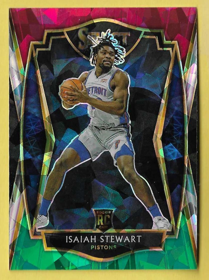 2020-21 Select Red/White/Green Cracked Ice Premier Level Isaiah Stewart Pistons