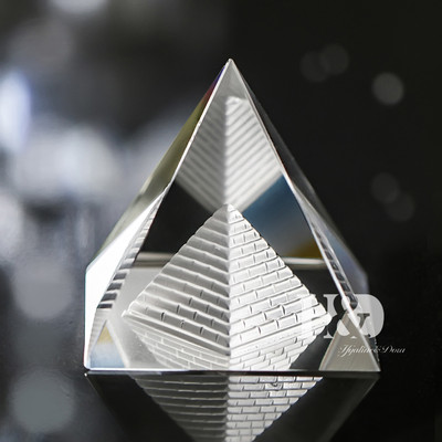 Clear Feng Shui Crystal Egypt Egyptian Paperweight Pyramid Healing Prism Amulet