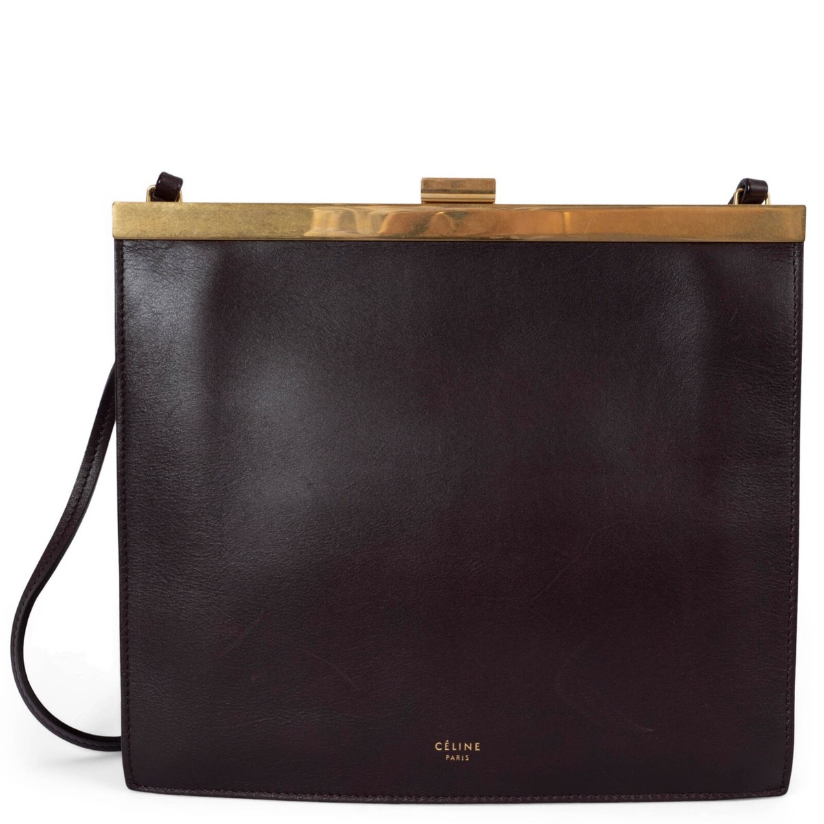 70132 auth CELINE burgundy leather CLASP MINI Shoulder Bag | eBay