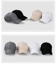 Men Hat Linen Baseball Cap Oversize Breathable Structured Sports Plain