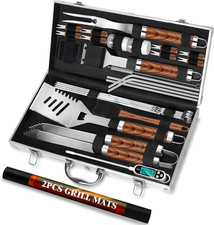 ROMANTICIST 30pcs BBQ Grill Tool Set for Men Dad, Heavy Duty Stainless Steel Kit