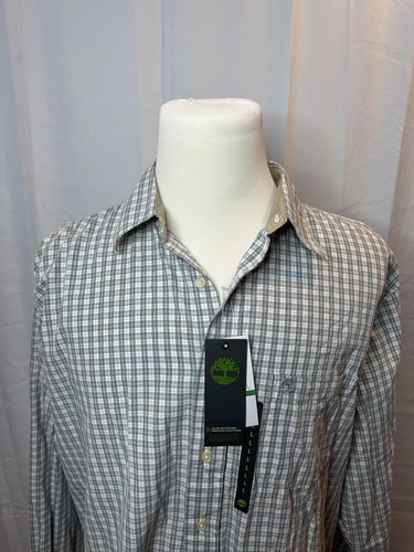 Timberland Shirt Mens Large Regular Kelp Plaid Button Down Long Sleeve Cotton - Picture 3 of 10