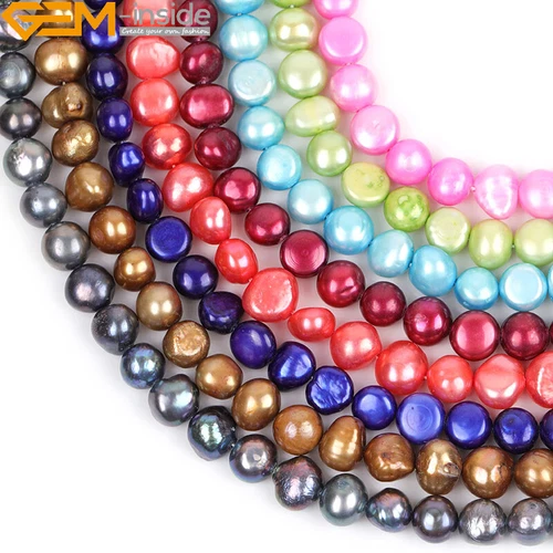 Real Baroque Flat Cultured Freeform Freshwater Pearl Beads Jewelry Making 15"