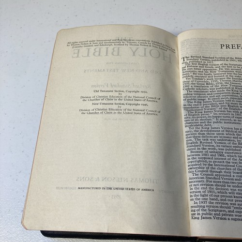 Vintage 1953 Holy Bible Revised Standard Version Thomas Nelson & Sons Leather - Foto 9 di 10