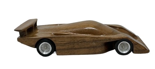 Vintage Carved Porsche 936 Model Racing Car w/Wood & Acrylic Case - Picture 3 of 10