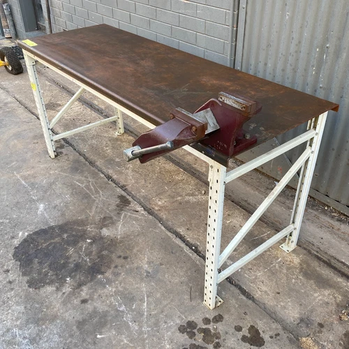 Industrial 6mm plate steel  2130X890x915mm work bench DAWN Offset 125 5" vice