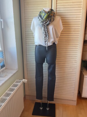 Tolle Designer Lederleggings von HELMUT LANG grau Echtleder Gr. 32-34 Neu