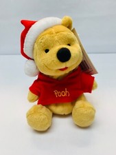 Winnie the Pooh Holiday Plush Vintage with Tag Santa Hat Arco Mattel Disney BIN8