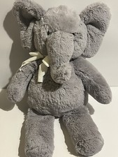POTTERY BARN KIDS Gray Elephant 15 Plush Super Soft White Bow Stuffed Animal