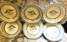 SET 6 ARABIA FINLAND in GREEN THISTLE FRUIT DESSERT BOWLS 5" DIAMETER