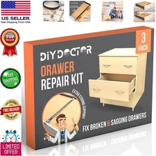 All-in-One Drawer Repair Kit for Wooden & MDF Drawers, Pack of 3 Strengtheners