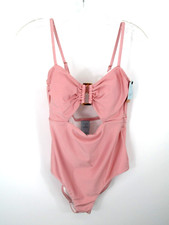 NWT SHADE SHORE 1 pc Swimsuit Women S 4/6 Pink Tummy Control Shine On Buckle