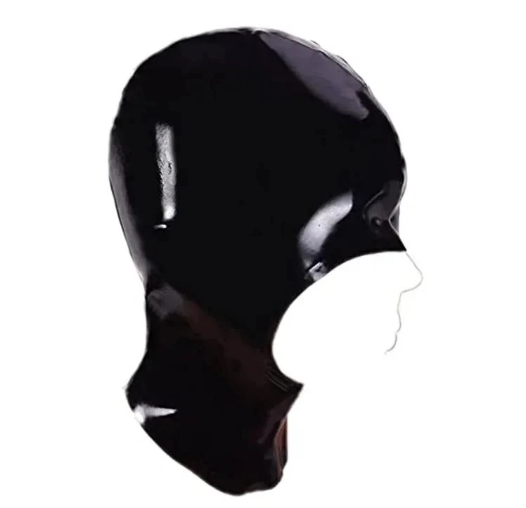 Black Rubber Hoods Fetish Women Full Head Latex Mask Handmade Cosplay Mask