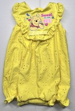 Disney Baby Winnie-the-Pooh 3/6M Sleeveless Yellow Eyelet Graphic Romper