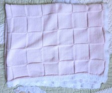 Carter's BABY Super Soft Pink Cotton Knit Square W White Edging Girl Blanket EUC