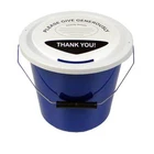 3 Charity Money Collection Buckets with Lids, Labels & Ties for Fundraising-Blue