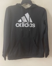 Adidas Womens Sparkly Logo Black Hoodie Sweatshirt Sz XL EUC