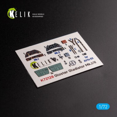 1/72 ResKit K72128 Gloster Gladiator Mk.I/II - interior 3D decals for Airfix kit