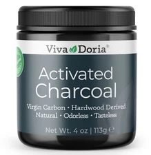 Viva Doria Virgin Activated Charcoal Powder, Hardwood Derived, Food Grade, 4 Oz