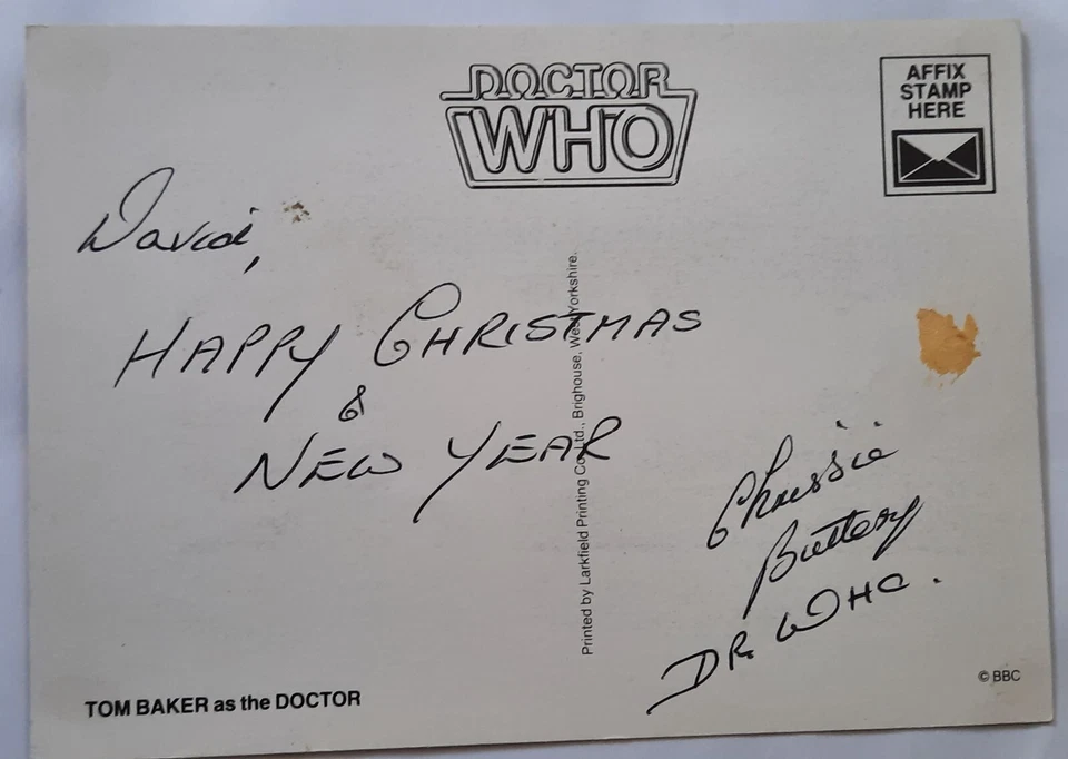 DOCTOR WHO TOM BAKER Signed Postcard Vintage Larkfield BBC Fan Photo 1981 RARE - Image 2 of 2