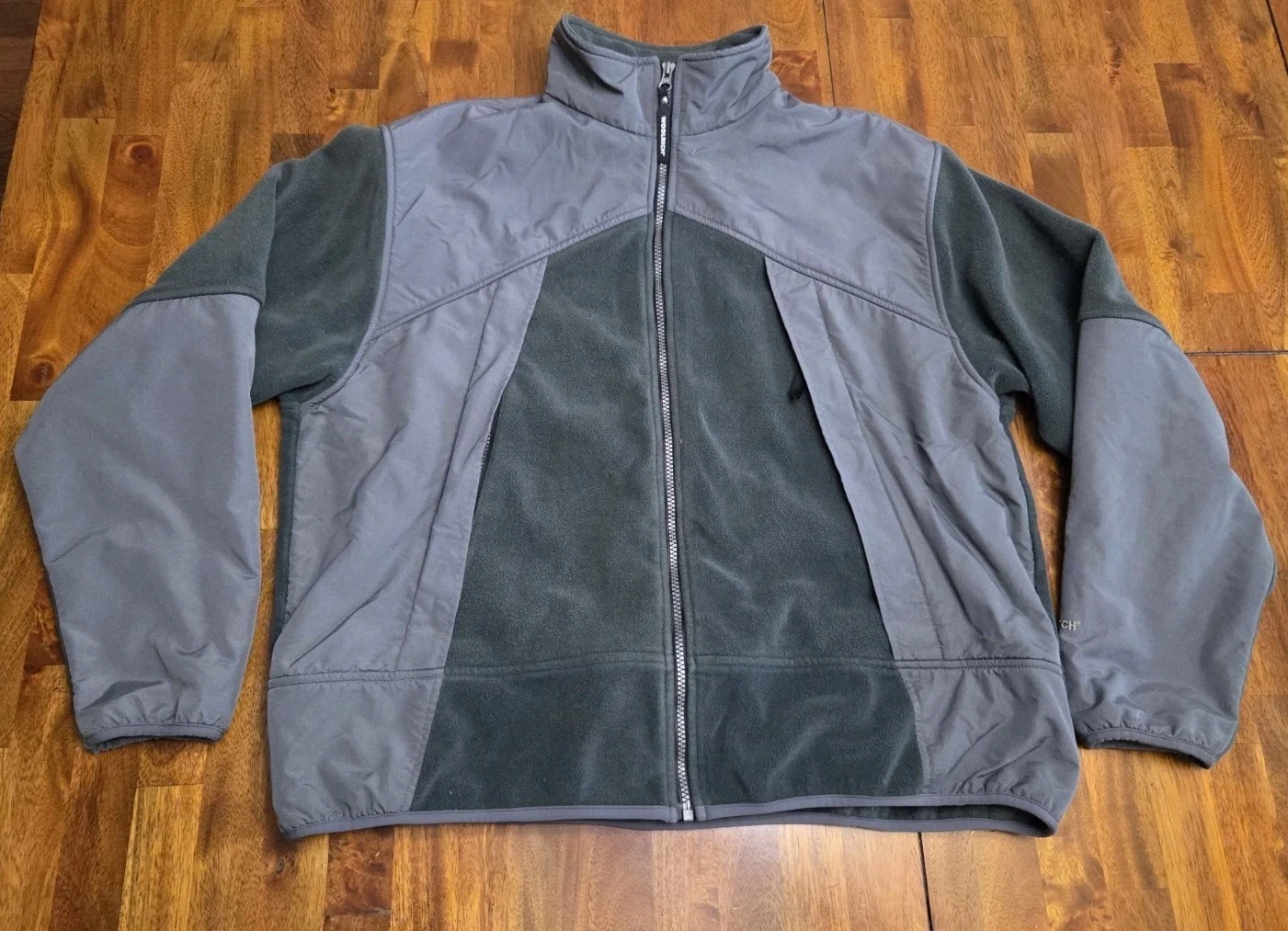 Woolrich Jacket Mens Large Green Fleece Panel Softshell Full Zip VTG