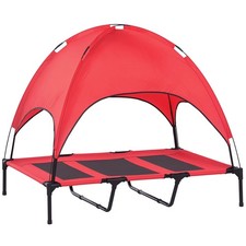 Elevated Pet Bed Dog Foldable Cot Tent Canopy Instant Shelter, Red