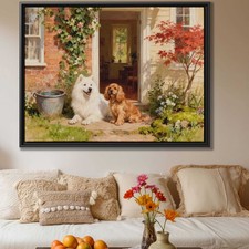 Dog Oil Painting Canvas Print Samoyed Cocker Spaniel Wall Art Decor